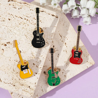 Broche Guitare Instrument Musical Amusante Émaillée – Pin's Badge Kpop Rock Musique Unisexe
