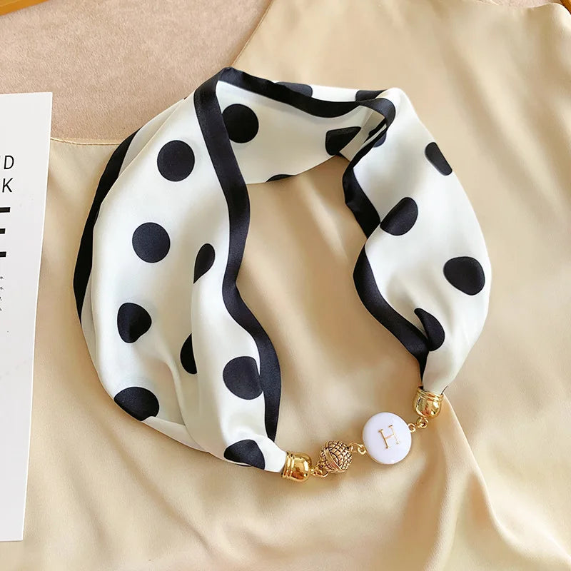 Women's Square Scarf with Magnetic Buckle - Versatile Summer Luxury Scarf/Necklace