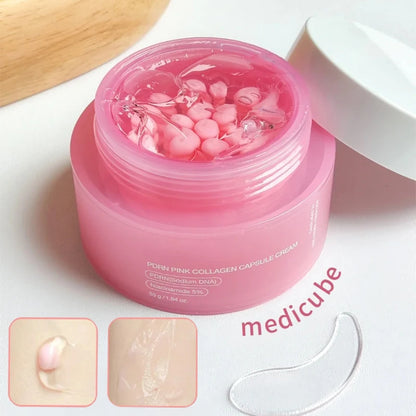 Crème Capsule Collagène Rose PDRN Coréenne 55g - Niacinamide Teint Irrégulier Hydratant Léger Non-Gras