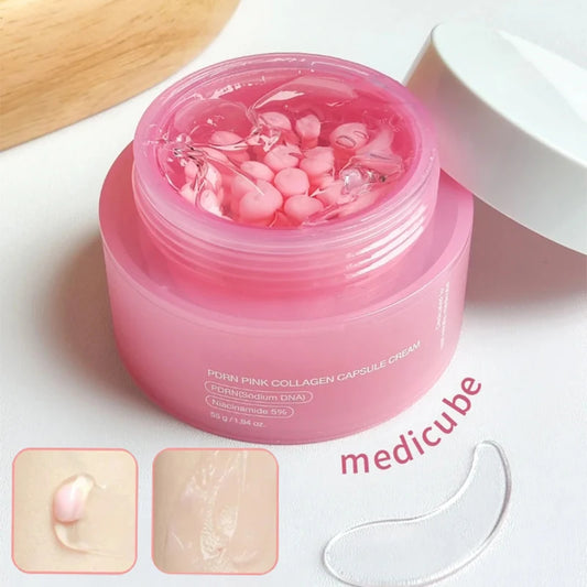 Crème Capsule Collagène Rose PDRN Coréenne 55g - Niacinamide Teint Irrégulier Hydratant Léger Non-Gras