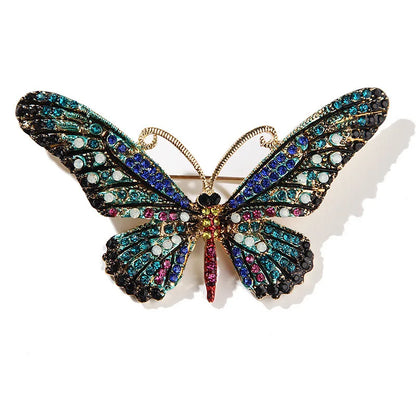 Broche Papillon Multicolore Cristaux Tendance – Pin's Insecte Strass 4 Couleurs Femme
