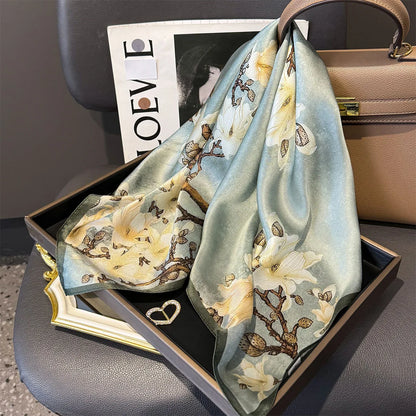Foulard Carré Soie Naturelle 100% 65cm Femme - Bandana Headscarf Neckerchief Châle Luxe