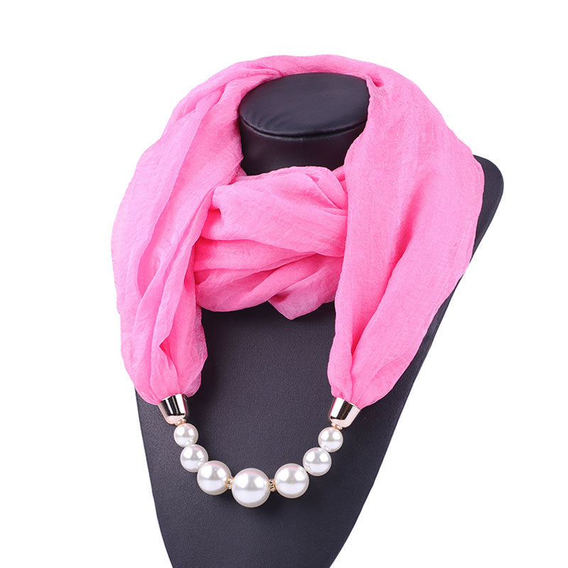 Foulard Collier Pendentif Couleur Unie Femme - Écharpe Neckerchief Bijou Hijab Accessoire