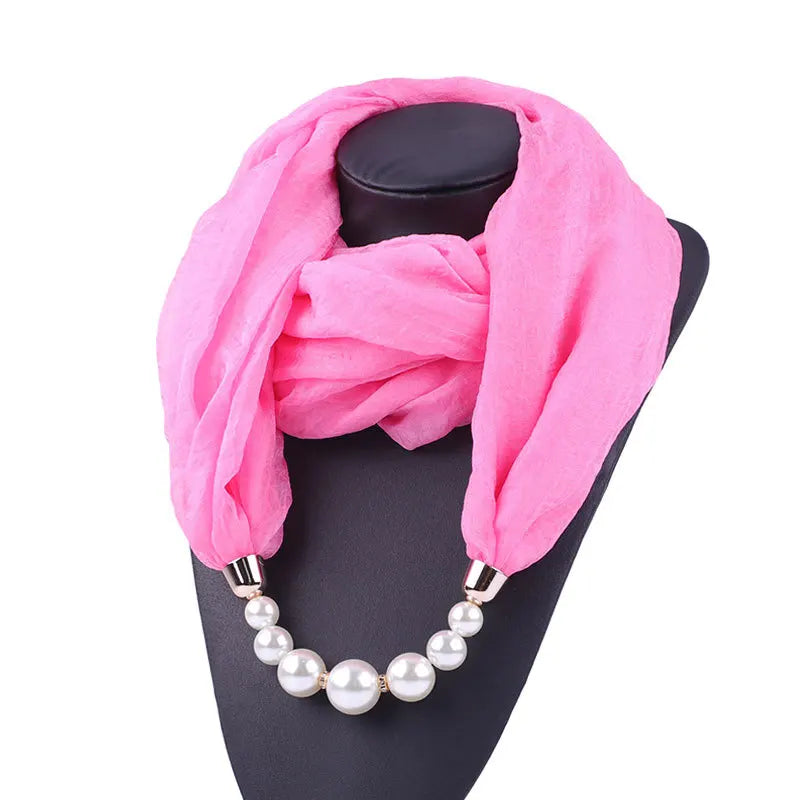 Foulard Collier Pendentif Couleur Unie Femme - Écharpe Neckerchief Bijou Hijab Accessoire