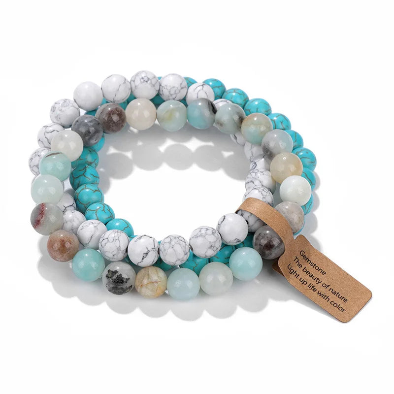 Bracelet Multi-Rangs en Pierres Naturelles et Cristaux - Améthyste