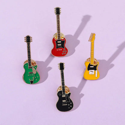 Broche Guitare Instrument Musical Amusante Émaillée – Pin's Badge Kpop Rock Musique Unisexe