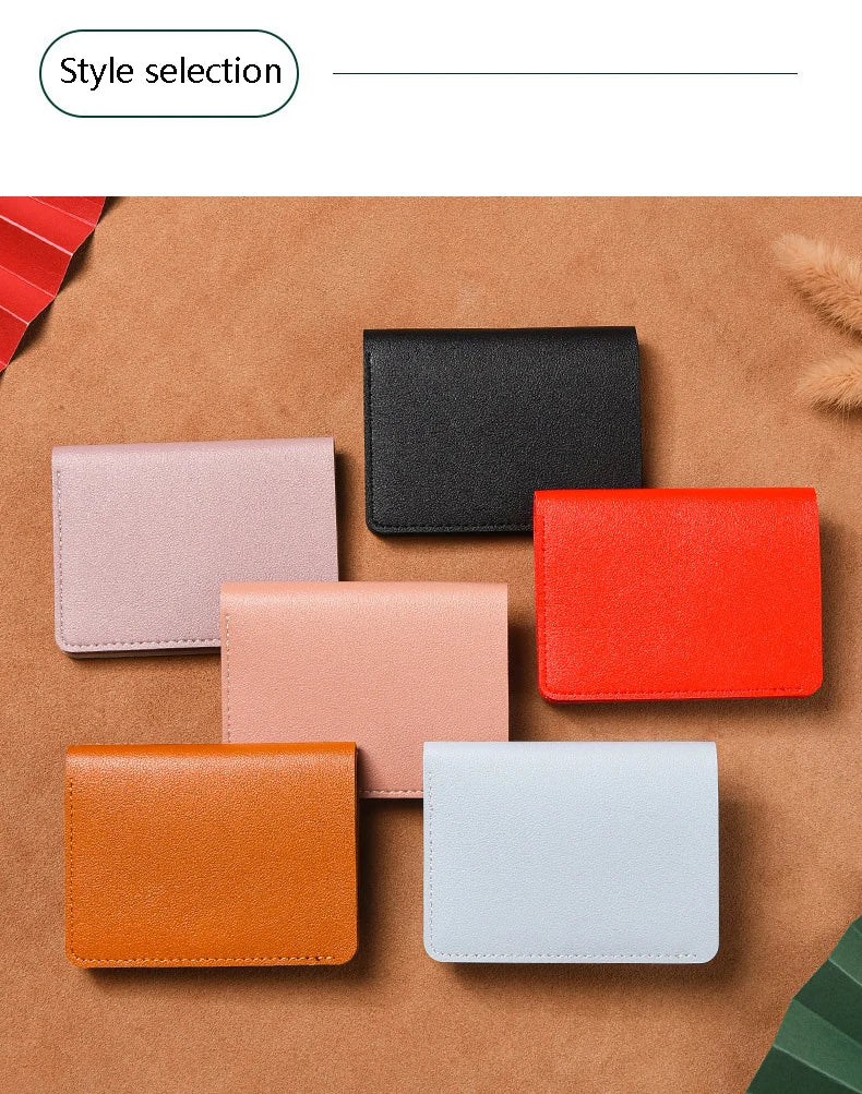 Portefeuille Pliable Cuir Souple avec Bouton - Petit Porte-Cartes Permis Simplifié