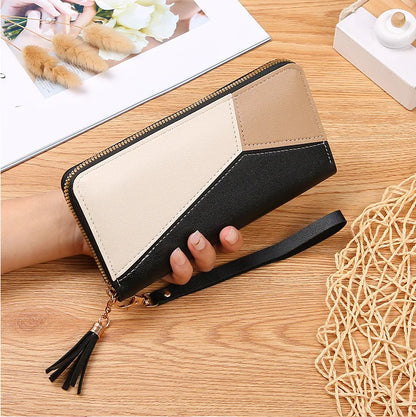 Portefeuille Femme Long Zippé Cuir PU Bleu - Porte-Monnaie Fashion Porte-Carte Billfold Handbag