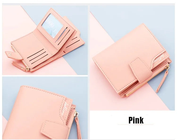 Mini Portefeuille Femme Compact Noir - Petit Porte-Cartes Élégant pour Filles