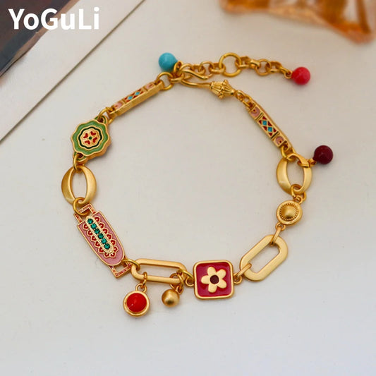 Bracelet Chaîne Émaillée Colorée Papillon – Élégant Tempérament Femme