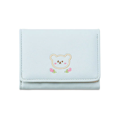 Portefeuille Femme Kawaii Cute Trifold PU - Porte-Carte Multi-Emplacements Porte-Monnaie Étudiant Noir