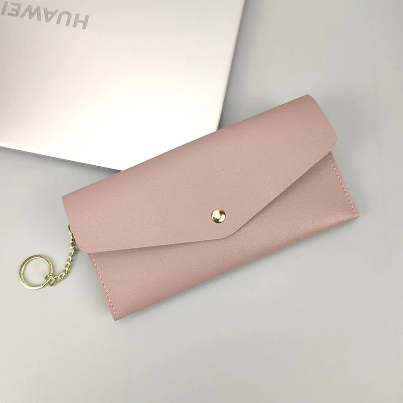 Portefeuille Femme Long Cuir PU - Porte-Cartes Multi-Poches Clutch Élégant Rouge