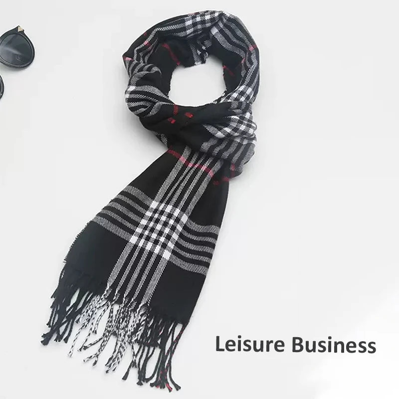 Foulard Écharpe Homme Carreaux Hiver - Châle Doux Cachemire Franges Classique