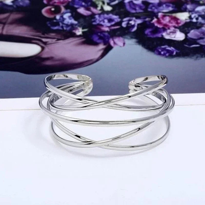 Bracelet Manchette Charm Femme – Alliage Ajustable, 4 Finitions Luxe