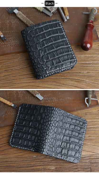 Portefeuille Cuir Véritable Luxe Fait Main Bifold - Porte-Carte Crédit Court Homme Femme Portable