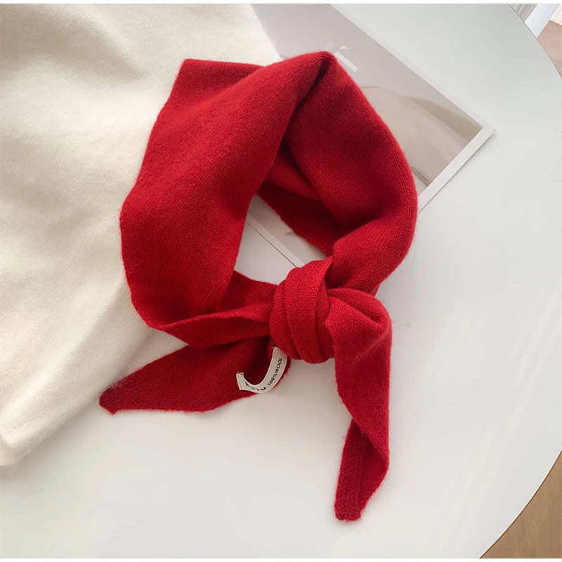 Foulard Triangle Laine Style Américain Coréen - Écharpe Tricotée Multifonction Femme Hiver