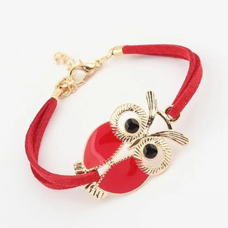 Bracelet Cuir Noir Hibou Infini – Charm Unisexe Ajustable Plage
