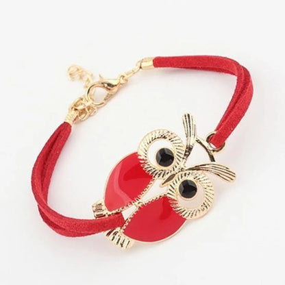 Bracelet Cuir Noir Hibou Infini – Charm Unisexe Ajustable Plage