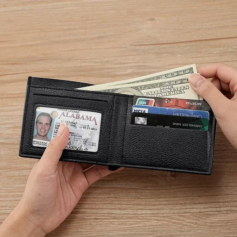 Portefeuille Homme Cuir PU Court Business - Wallet Noir Compact Walet Portefeuille
