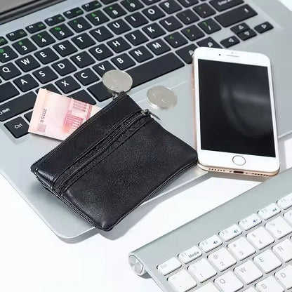 Porte-Monnaie Cuir Compact avec Porte-Clés - Mini Portefeuille Zippé Homme Femme Enfant