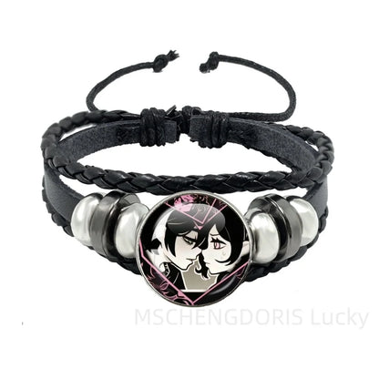 Bracelet Gaming Coffin Andy Leyley – Cuir Multicouche Tressé Noir Unisexe