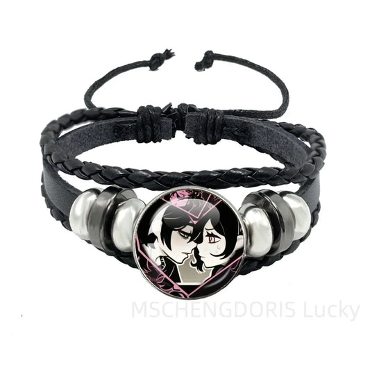 Bracelet Gaming Coffin Andy Leyley – Cuir Multicouche Tressé Noir Unisexe