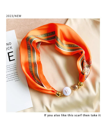 Women's Square Scarf with Magnetic Buckle - Versatile Summer Luxury Scarf/Necklace