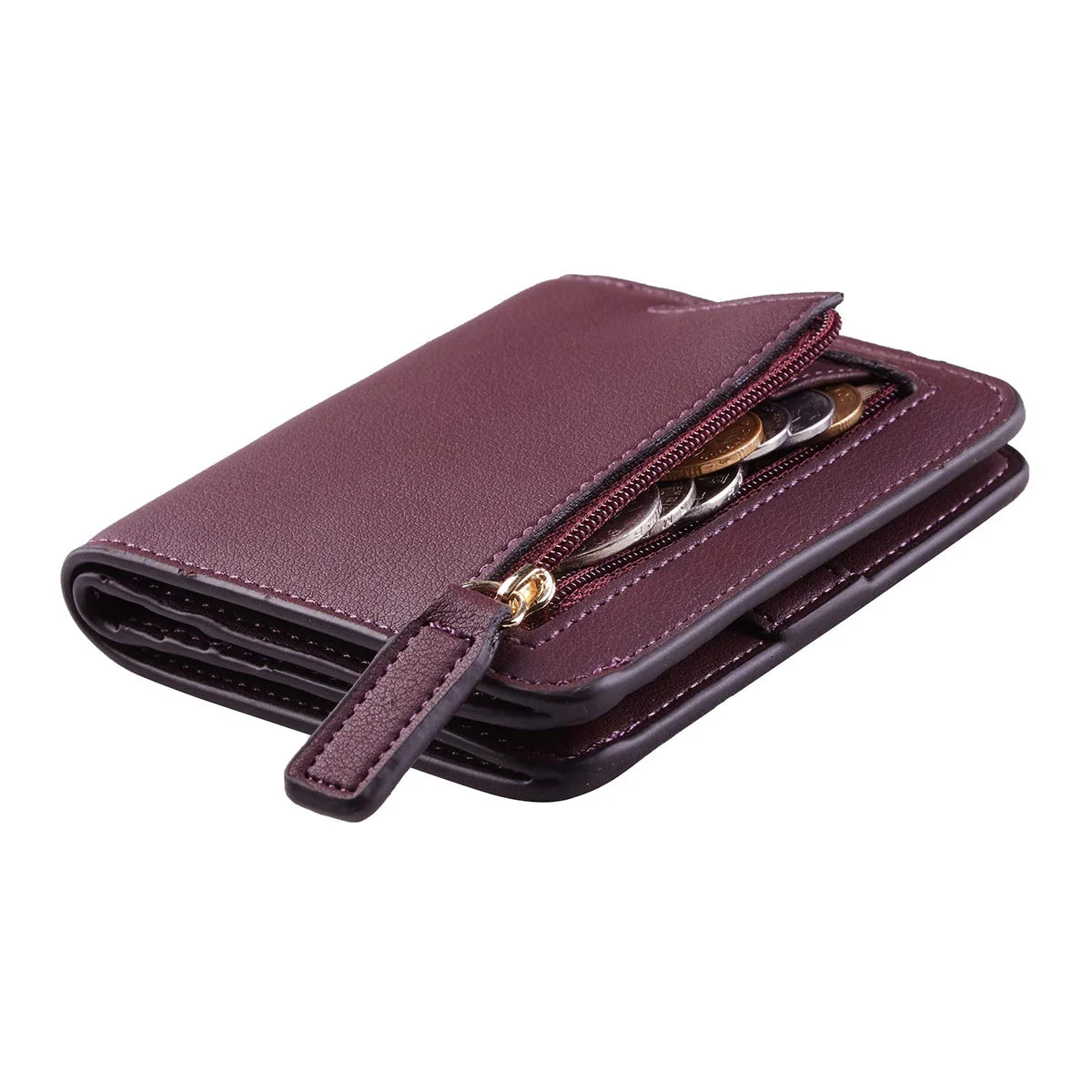 Portefeuille Femme RFID Bifold Compact Cuir - Mini Porte-Monnaie avec Fenêtre ID
