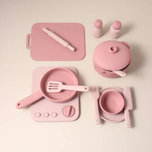 13-Piece Silicone Kitchen Set - Educational Role-Playing Toy for Children Ages 3-12