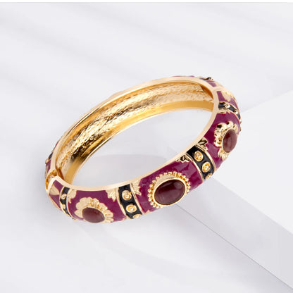 Bracelet Jonc Émail Cloisonné - Design Bohème Hawaï Inde Afrique