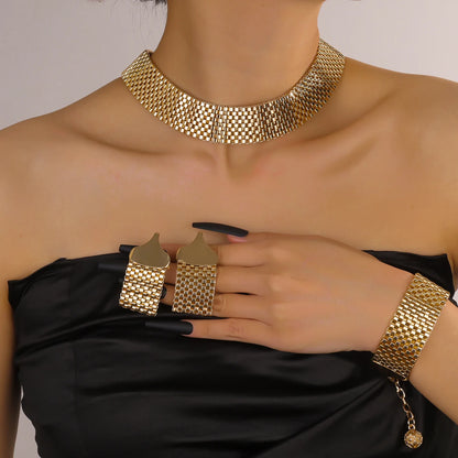 Parure Bijoux Dubai Luxe Mariée – Collier Statement Bracelet Boucles Cristaux