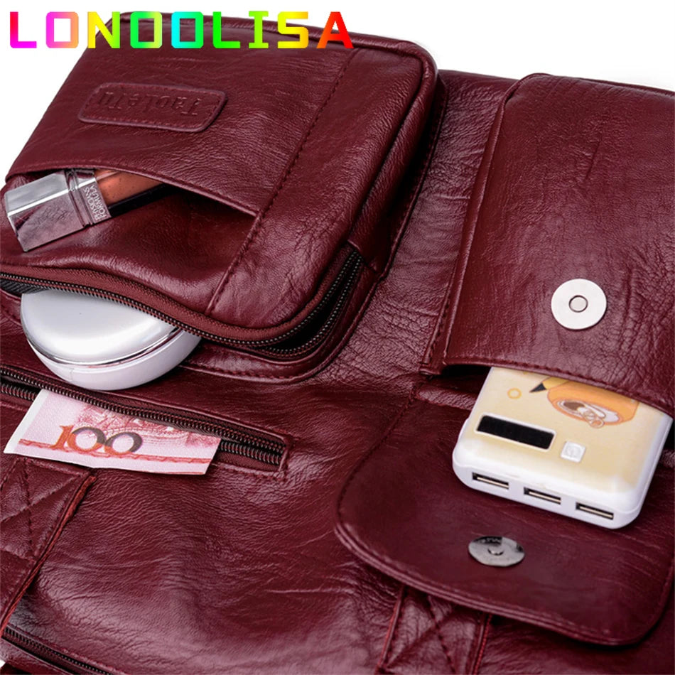 Grand Sac Tote Femme Cuir PU Vintage - Messenger Crossbody Casual Luxe
