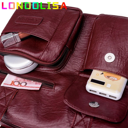 Grand Sac Tote Femme Cuir PU Vintage - Messenger Crossbody Casual Luxe