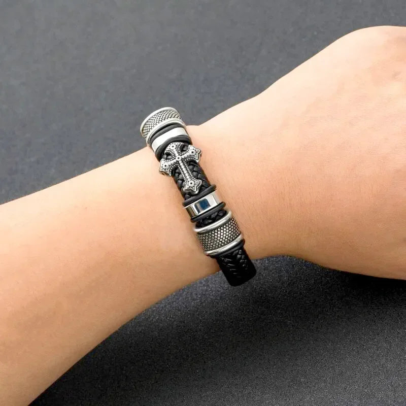 Bracelet Cuir Classique Homme – Boucle Magnétique Métal Casual Chic
