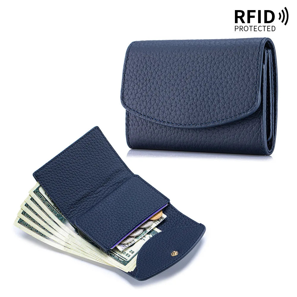 Portefeuille Femme Cuir Véritable Court Japonais - Compact Pliable avec Porte-Carte et Compartiment Billets