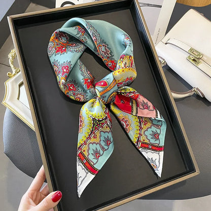 Foulard Carré Soie Naturelle 100% 65cm Femme - Bandana Headscarf Neckerchief Châle Luxe