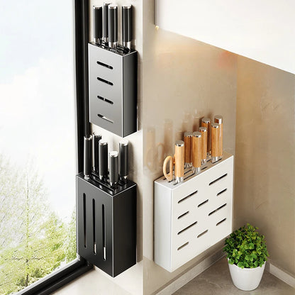 Porte-Couteaux Mural de Cuisine - Rangement Sans Perçage en Acier au Carbone