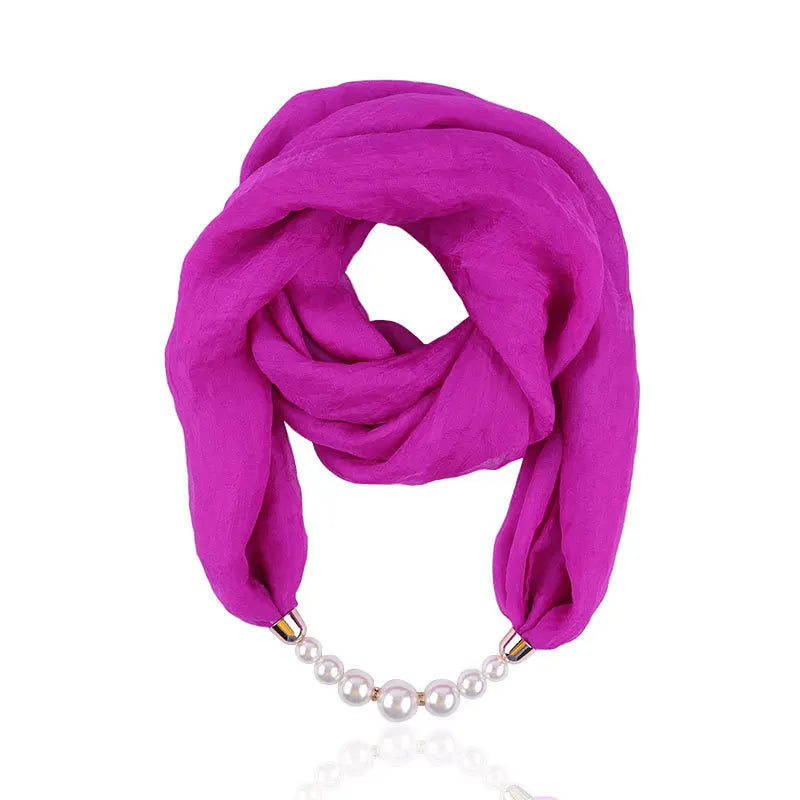 Foulard Collier Pendentif Couleur Unie Femme - Écharpe Neckerchief Bijou Hijab Accessoire