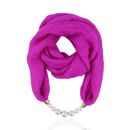 Foulard Collier Pendentif Couleur Unie Femme - Écharpe Neckerchief Bijou Hijab Accessoire