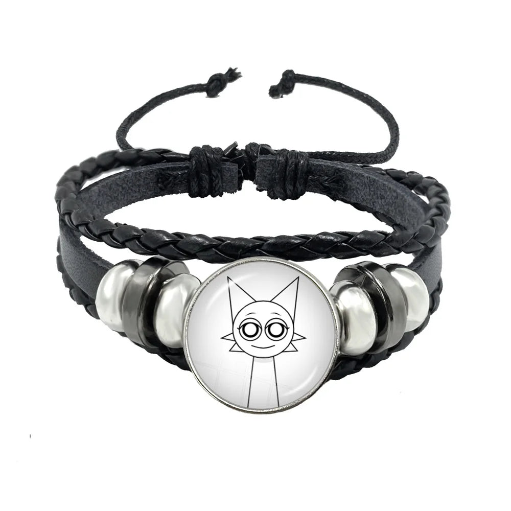 Bracelet Sprunki Incredibox Personnage Anime – Cuir Multicouche Tressé Fait Main