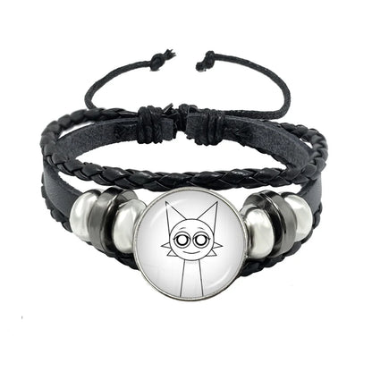 Bracelet Sprunki Incredibox Personnage Anime – Cuir Multicouche Tressé Fait Main