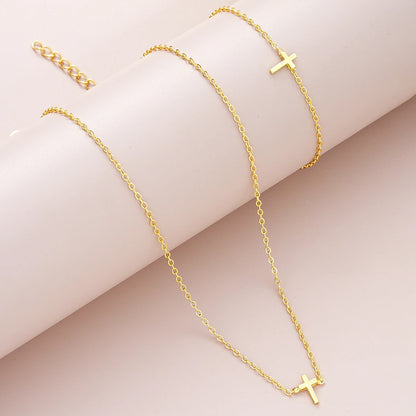 Ensemble Collier Bracelet Croix Perles Doré – Bijoux Bohème Classique