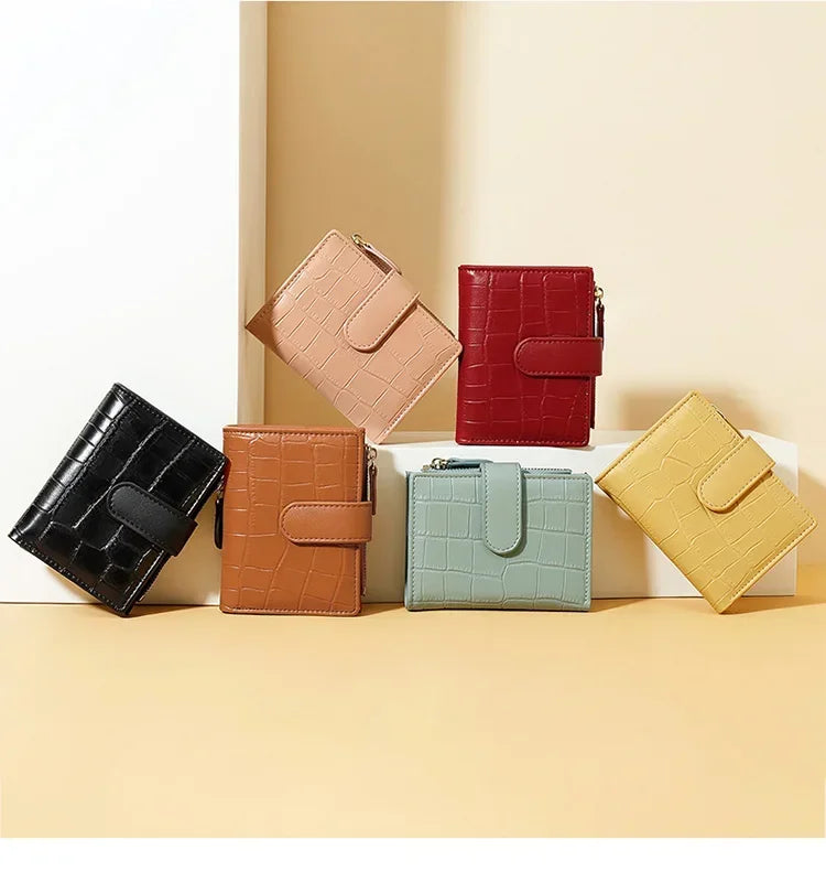 Portefeuille Femme Court Fashion Zipper - Wallet Cuir PU Porte-Monnaie Coin Pocket