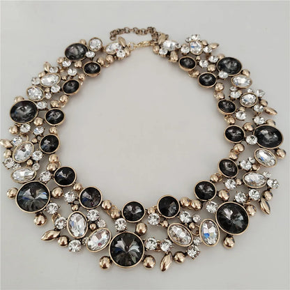Ensemble Collier Ras-du-Cou Indien Vintage Perles Cristaux + Boucles d'Oreilles – Bohème Ethnique Femme