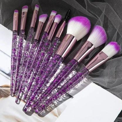 Set 10 Pinceaux Maquillage Professionnel Rose - Détails Blush Fond de Teint Correcteur Ombre Paupières Doux
