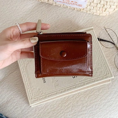 Portefeuille Court Ultra-Mince Cuir PU - Pochette Clutch Zip Multifonction Unisexe