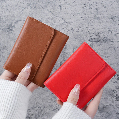 Portefeuille Femme Compact Rose - Mini Porte-Monnaie Cuir PU avec Fermoir et Compartiment Pièces