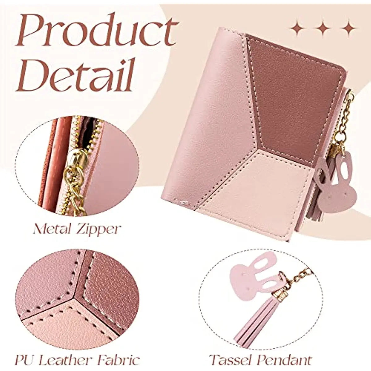 Portefeuille Court Femme à Fermeture Éclair - Cuir PU Grande Capacité