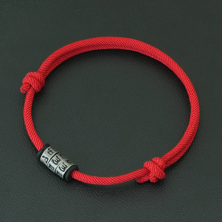 Bracelet en Corde Tressée avec Symbole Mystique - Perles Fait Main Ajustable pour Homme