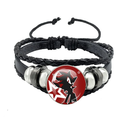 Bracelet Shadow le Hérisson Cabochon Verre – Cuir Multicouche Tressé Unisexe